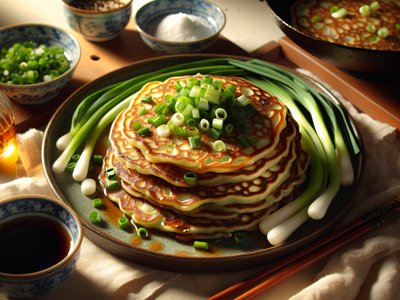 Chinese Scallion Pancakes with Soy Dipping Sauce