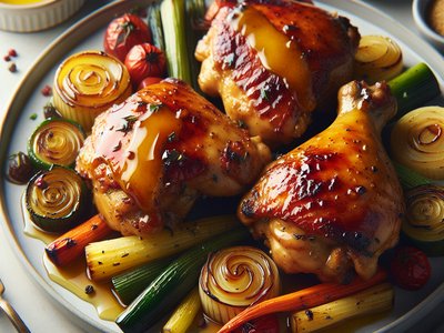 Honey-Mustard Glazed Chicken Thighs with Roasted Vegetables