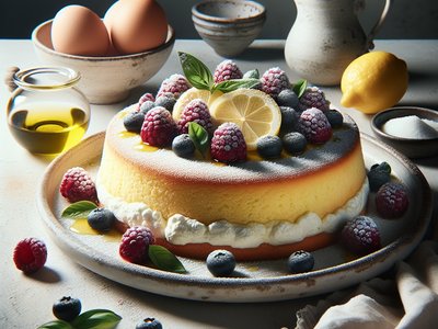 Lemon Ricotta Torte with Berry Compote
