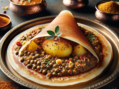 Masala Dosa with Spiced Potato Filling