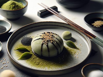 Matcha Mochi with Black Sesame Filling