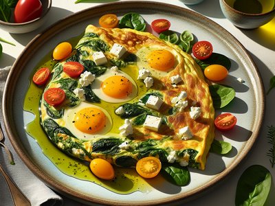 Mediterranean Spinach & Feta Stuffed Omelette
