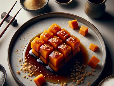 Miso Glazed Sweet Potato Mochi