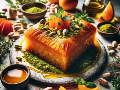 Orangey Pistachio Baklava Cake