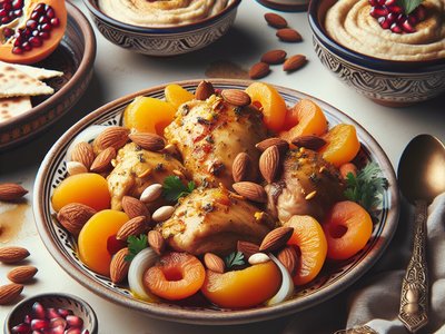 Saffron Chicken Tagine with Apricots and Almonds