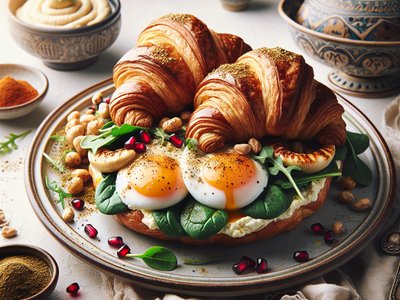 Savory Za'atar Croissant Eggs Benedict