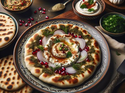 Savory Zaatar Manakish with Labneh