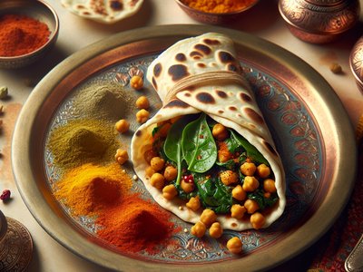 Spiced Chickpea and Spinach Breakfast Wrap