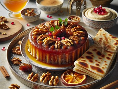 Spiced Date and Walnut Cake with Orange Blossom Syrup