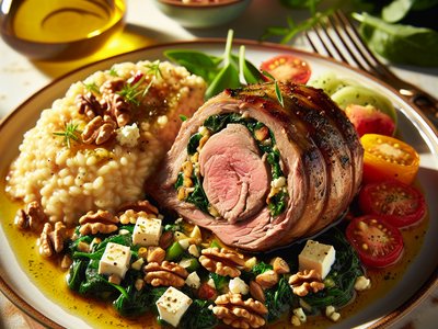 Stuffed Lamb Shoulder with Mediterranean Risotto