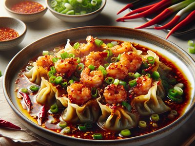 Szechuan Spicy Wontons with Chili Oil
