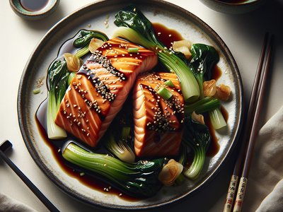 Teriyaki Salmon with Sautéed Bok Choy