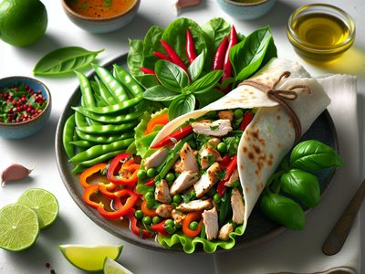 Thai Basil Chicken Wraps