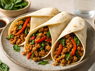 Thai Basil Chicken Wraps