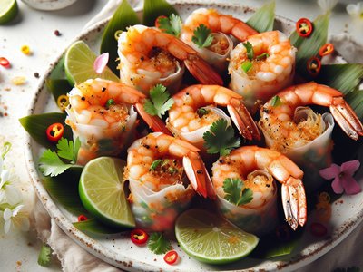 Thai Spicy Coconut Shrimp Spring Rolls